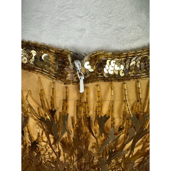 Women's Vintage Maison Magique Gold Sequin Fringe Dress Size S - Picture 6 of 11